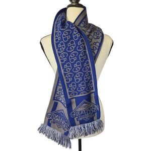 Great Basin Brewery Reversible Blue Gray Fringe Logo Winter Snow Scarf NWT